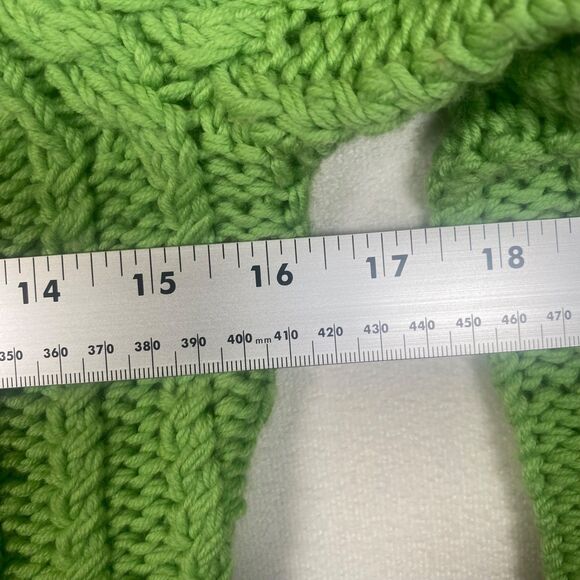 Express Hand Knit 100% Merino Wool Cable Knit Turtleneck Sweater Women’s M Green - Picture 7 of 9